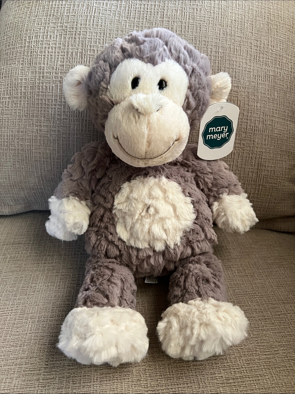 Mary Mayer Puffy Gray & Cream Plush Monkey Stuffed Animal